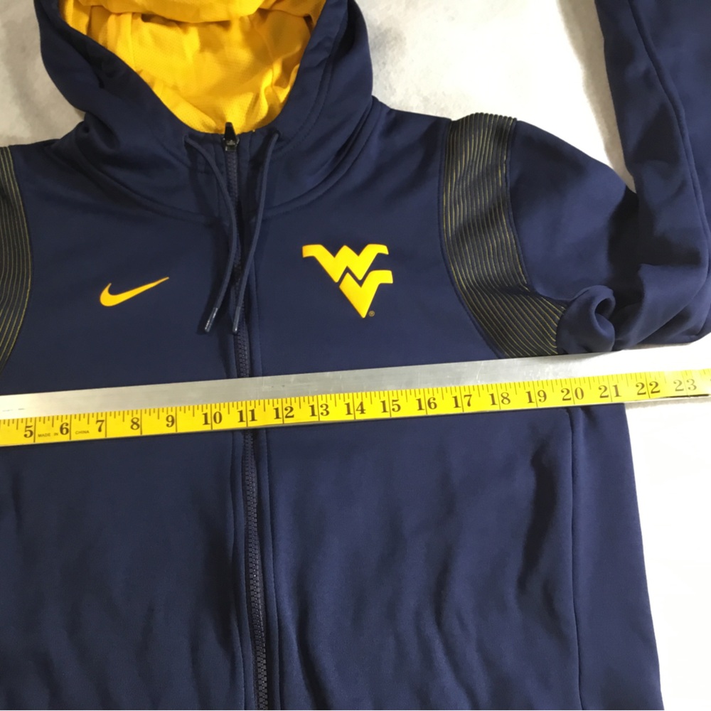 Nike Men’s West Virginia Navy and Gold Dri-FIT Hoodie SZ Large gently used #247 - Picture 8 of 14